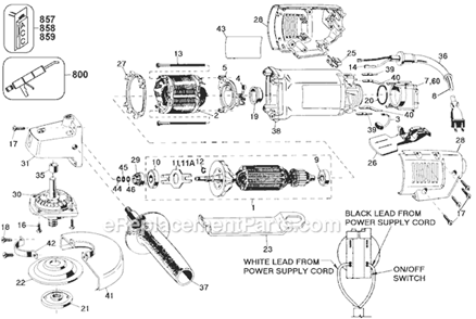 Page A Diagram and Parts List for 6246 Type 100 Black and Decker Angle Grinder